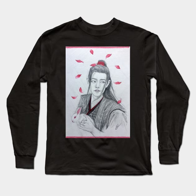 Wei Wuxian (The Untamed) pencil drawing Long Sleeve T-Shirt by dangerbeforeyou